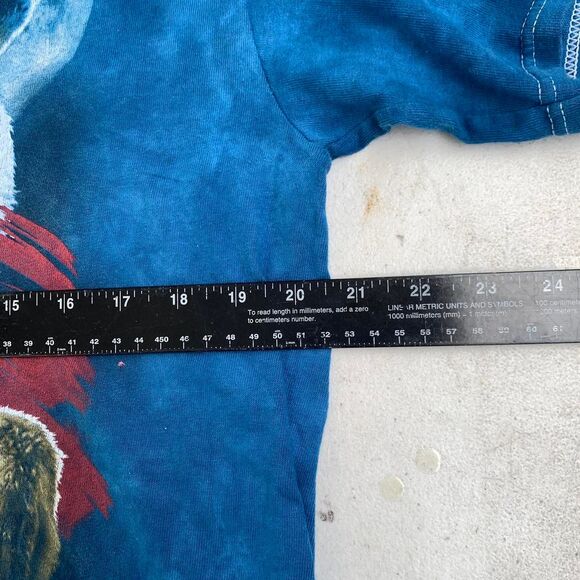 Vintage Wolves and American flag Tie dye Liquid Blue T-shirt Size L - Picture 6 of 8